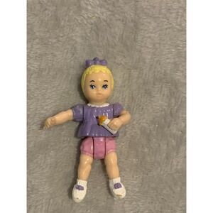 Playskool Loving Family Dollhouse Doll Vintage Blonde Baby Toddler Bottle Purple